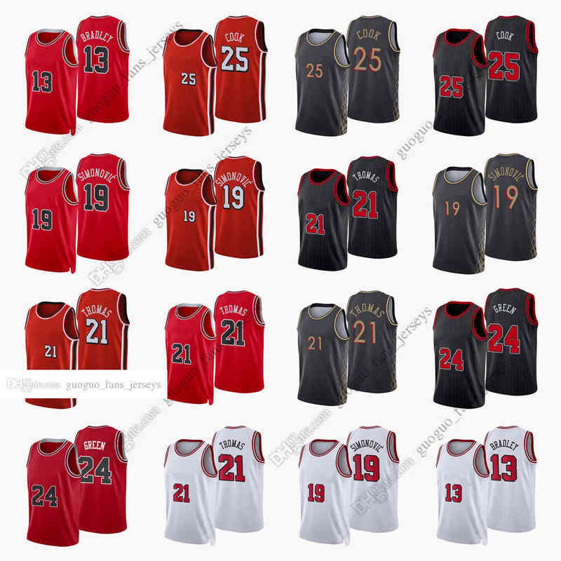 

Custom Printed 2022 New City Basketball Jerseys 13 Bradley 19 Simonovic 21 Thomas 24 Green 25 Cook Red White Black High Quality Jersey12