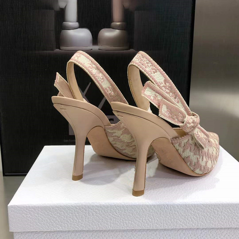 

Fashion Designer High Heel Sandals electric embroidered shoes spring summer sandals bow nude womens shoes pointed wedding shoe 33-44, Shoe box