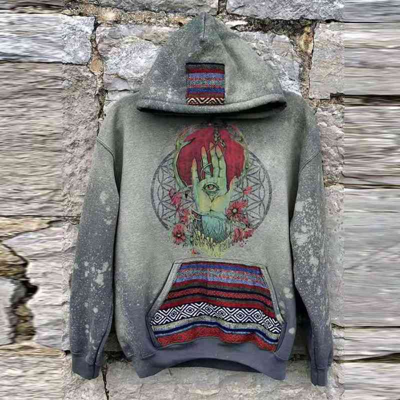 

2022 Spring and Autumn New Print Devil' Eye Casual Hooded Men' Sweater, Picture color