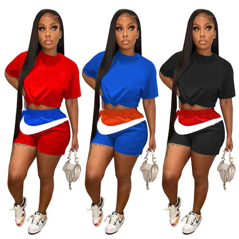 

Summer Women Tracksuits 2 Piece Sets Luxury Designer O Neck Short Sleeve T shirts Casual Sports Suit, J2482