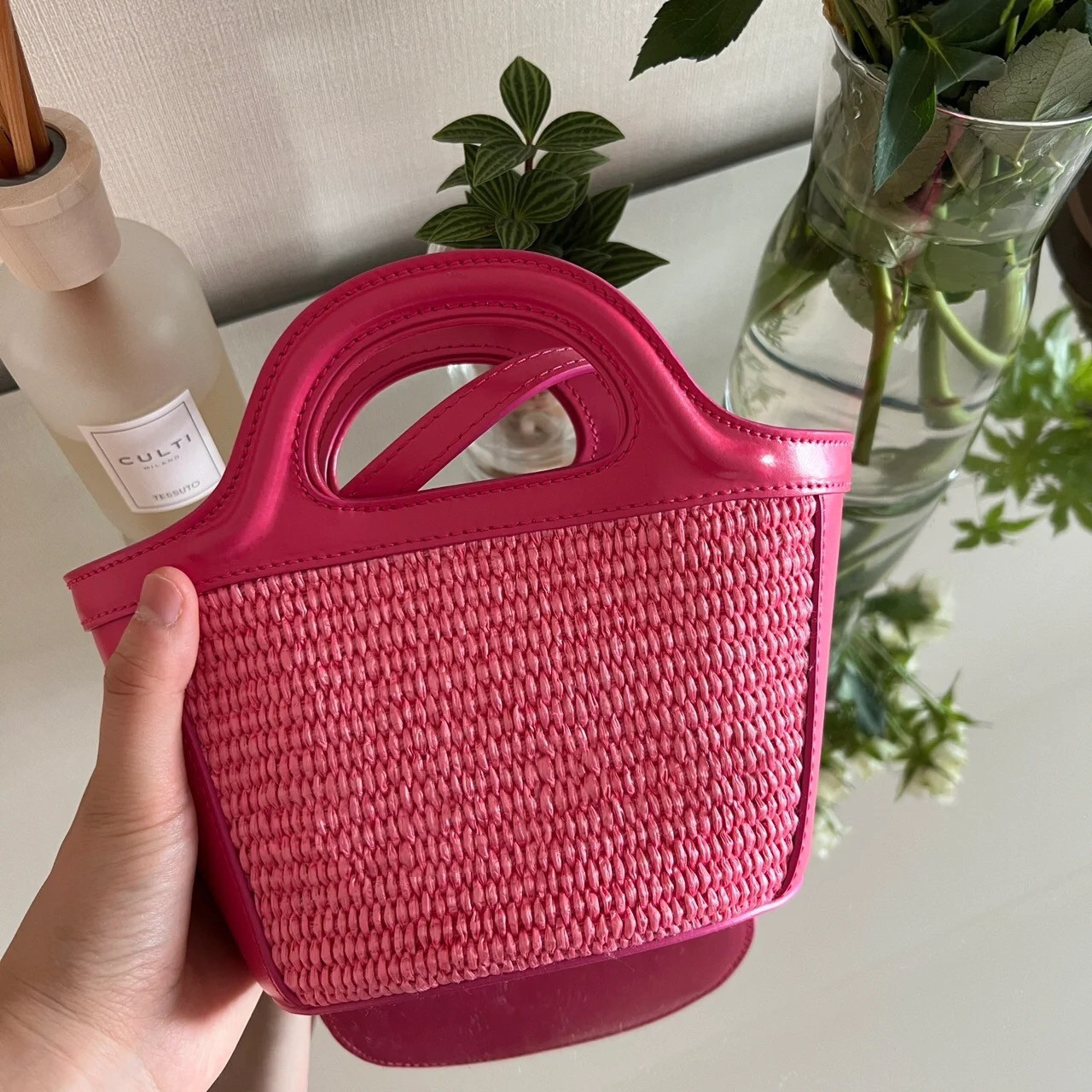 Tropicalia Micro Samll sac en cuir Raffia Raffia Striped Canvas Tote Sac à main Plage Bottes décontractées Tapés pour femmes Paille tissée Panier
