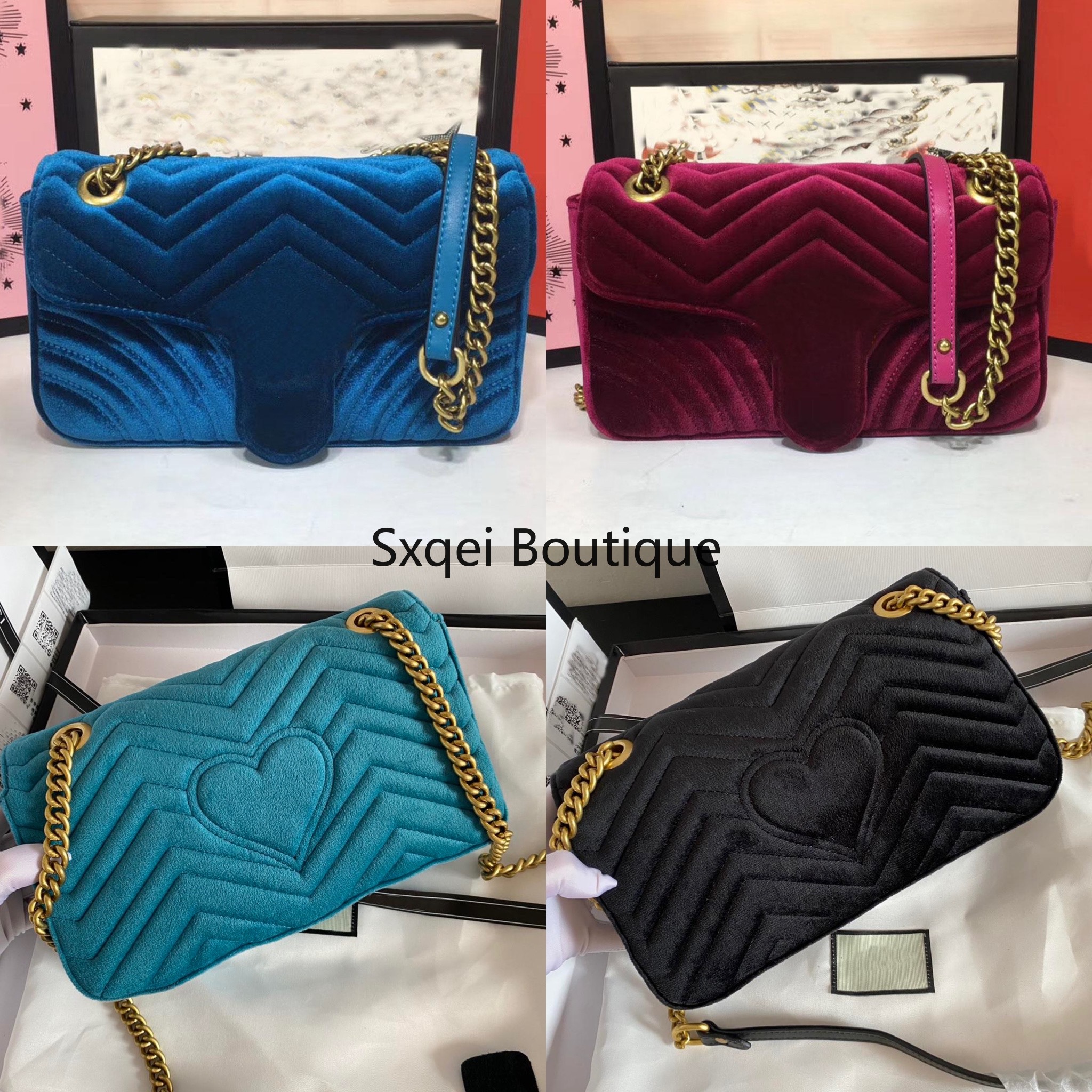 

2022 Luxury Messenger Bags for Women Bag Velvet Shoulder Bag Chain Crossbody Lady Designers Luxury Handbag 26CM, H443497 26cm