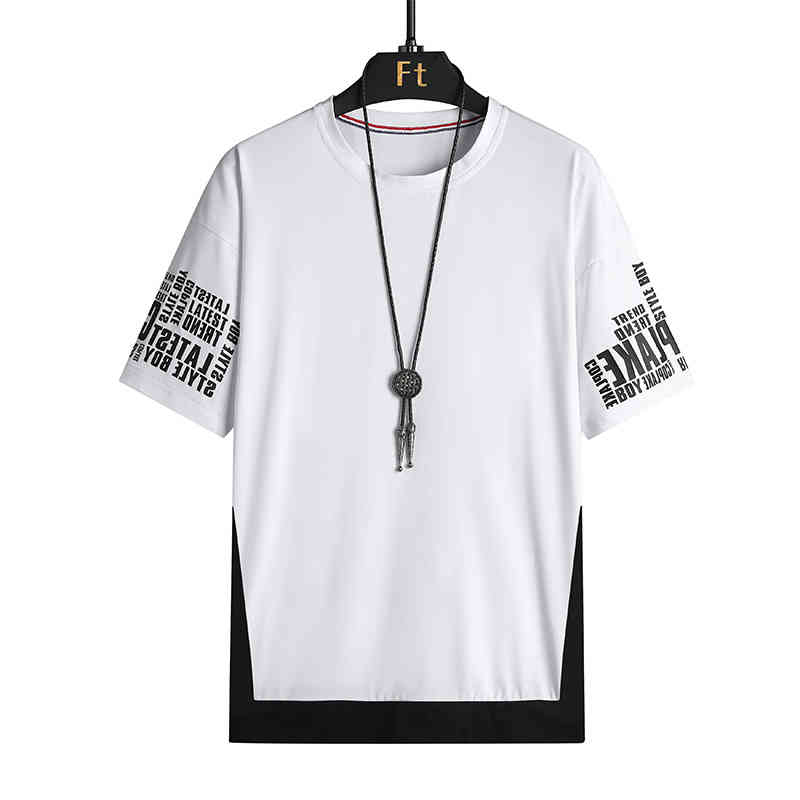 

Short men's pure cotton spring and summer brand fashion bottoming shirt half sleeve T-shirt Korean Trend, White