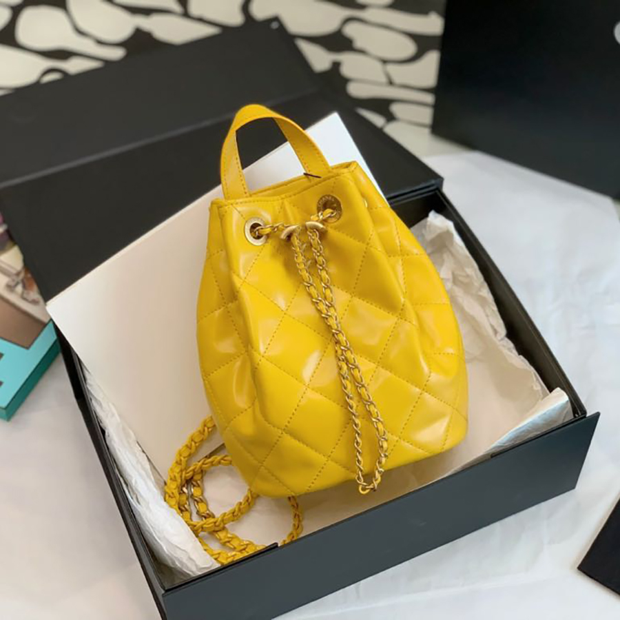 

Original Quality Designer Women Mini Backpacks Sheepskin Luxury Backpack Diamond Lattice Bucket Bag Chain Shoulder Bags Genuine leather Handbag With Box C077