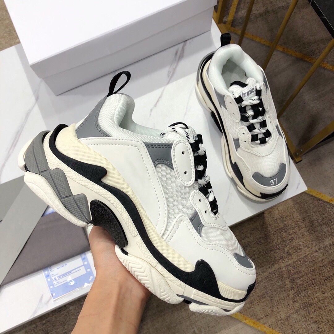 

New Arrival Triple S Spring Autumn Shoes Woman Athletic Running Loafers Genuine Leather Lace Up Cross-Tied Woman Flats Height Increasing Trainers Sneakers Footwear, As show