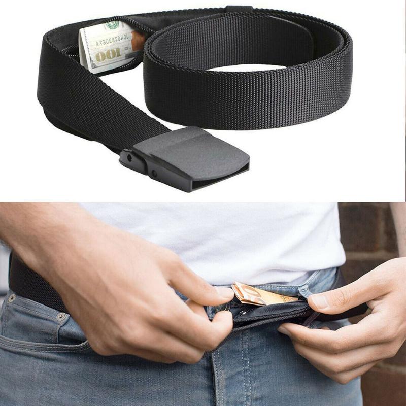 

Belts Travel Security Belt Hidden Money Pouch Large Capacity Anti-Theft Storage Waist Ticket Protect Fanny Hip Bum Bag, Black