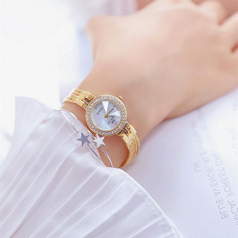 

Wristwatches Luxury Golden Women Quartz Watches Ladies 2022 Top Brand Fashion Female Wrist Watch Girl Clock For Gift Zegarek Damski, Round gold