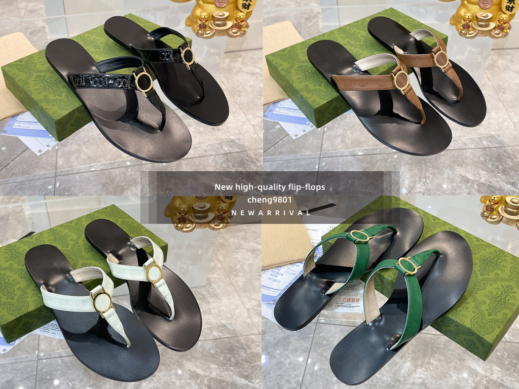 

2022 Summer luxury g Sandals Designer women Flip flops Slipper Fashion Genuine Leather slides Metal Chain Ladies Casual shoes, 10