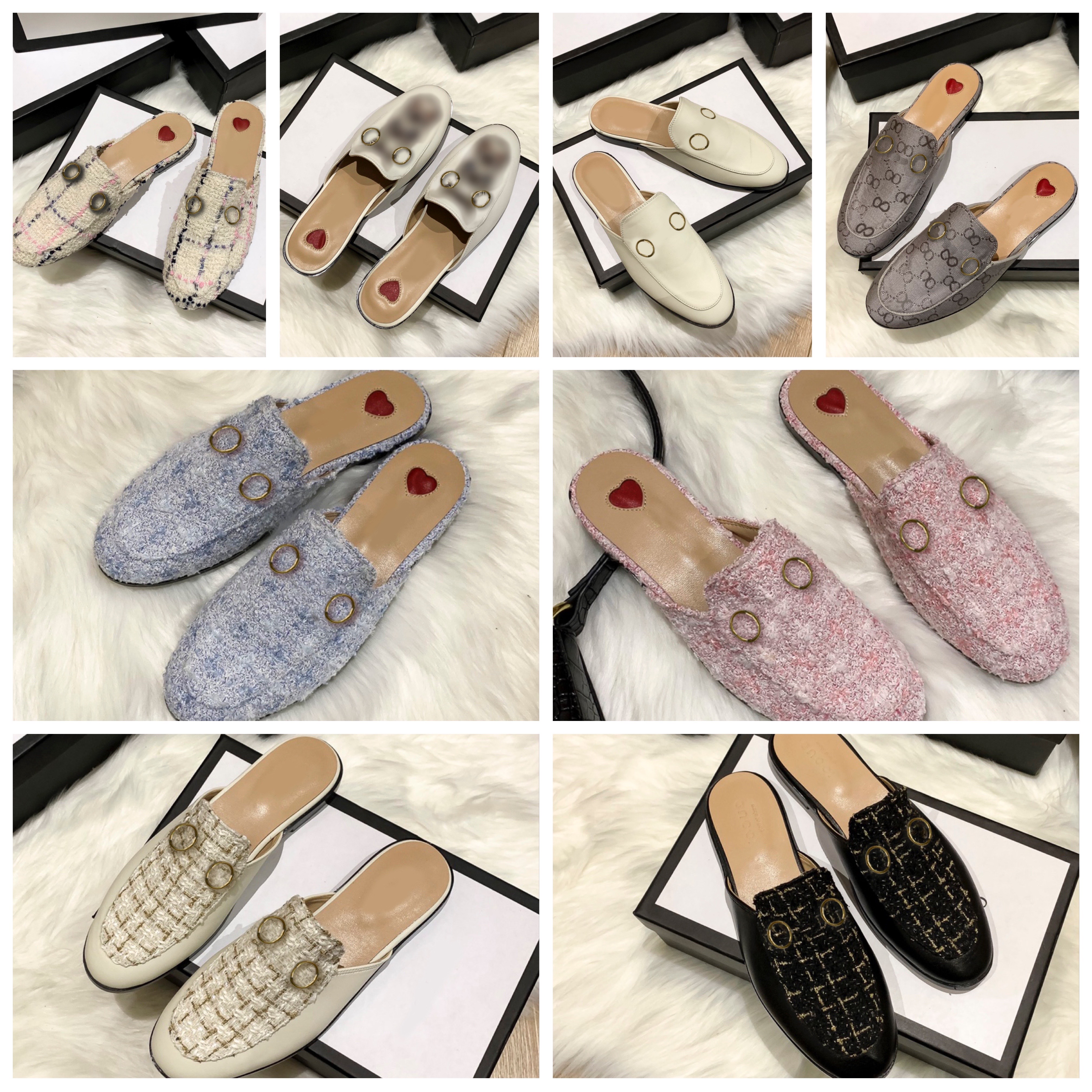 

2022 Designer Slippers Women Genuine Leather Sandals Casual Shoes Half Drag Metal Chain Shoes Mules Size 34-41, Additional box