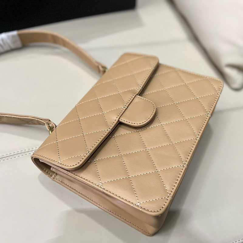 

20*23CM Lades Brand Designer Bags Solid Color Genuine Leather Flip Mini Shoulder Bag Luxury Gold-Tone Metal Chains Diamond Quilted Crossbody Bags For Womens Handbags, White