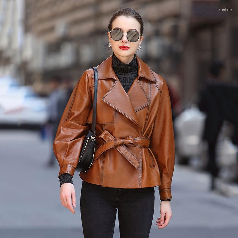 

Women's Jackets 2022 Spring And Autumn Leather Clothes Short Belt Sheep Skin Thin Coat Fashion Haining Fur, Blue