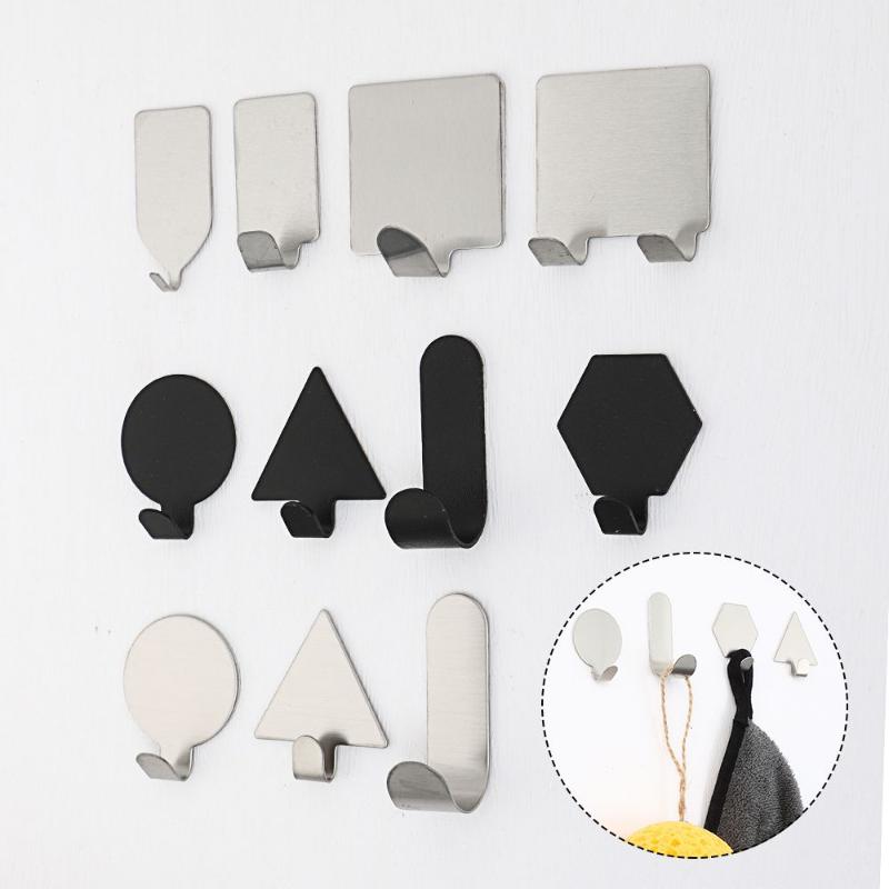 

Hooks & Rails For Clothes And Hats Self-Adhesive Bathroom Stainless Steel Punch-Free Hook Wall Towel Hanger
