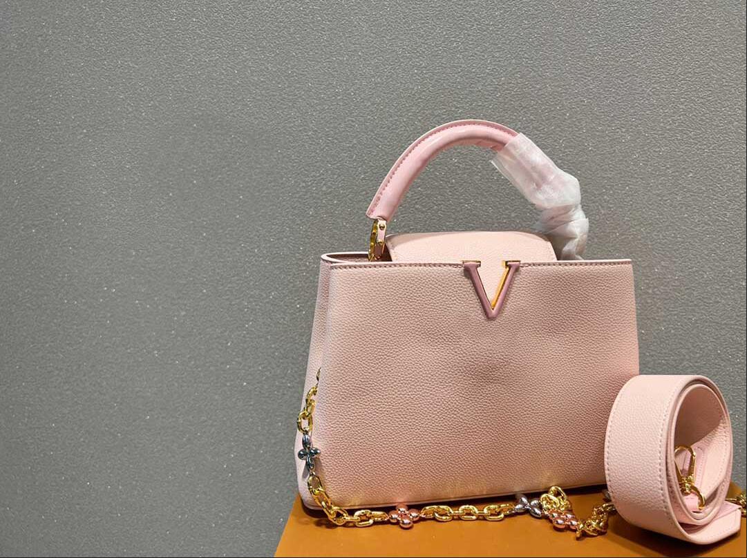 TZ Fourre-tout femme sac à main en cuir pur marque de créateur rose CapucinesBB grand tempérament grande capacité première couche peau de vache s