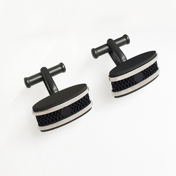 

Luxury Cuff Steel Black Resin Men's Cufflinks frensh Pattern M Cufflink for Gift