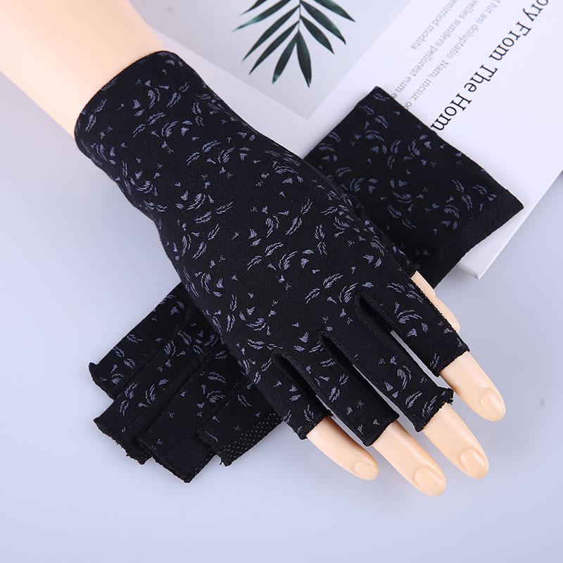 

Five Fingers Gloves Summer Half Finger Women Sports Cotton Non-Slip Drive Cycling Sunscreen Short Fashion Personality Flower Anti-UV Thin