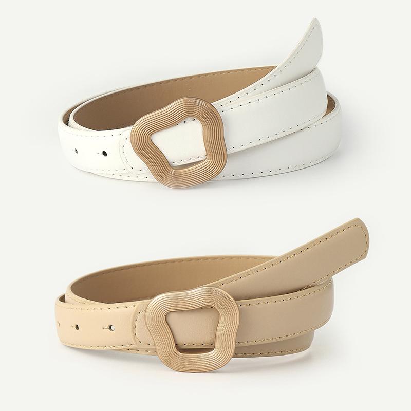 

Belts Irregular Geometric Snap Student Decorative Belt Female Korean Version Youth All-match Jeans Ladies BS1019Belts, White