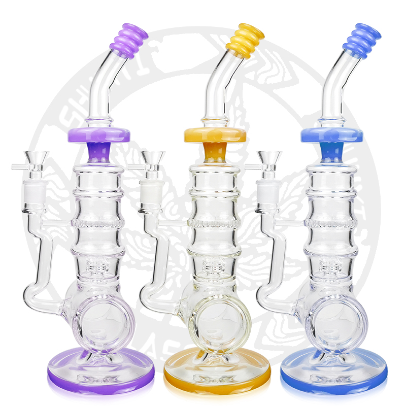 

17 inches Dab Rig Glass Bong Big Cool Bongs hookah Smoking Water Pipe DAB Rig Recycler Matrix to Honeycomb Perc Heady Glass