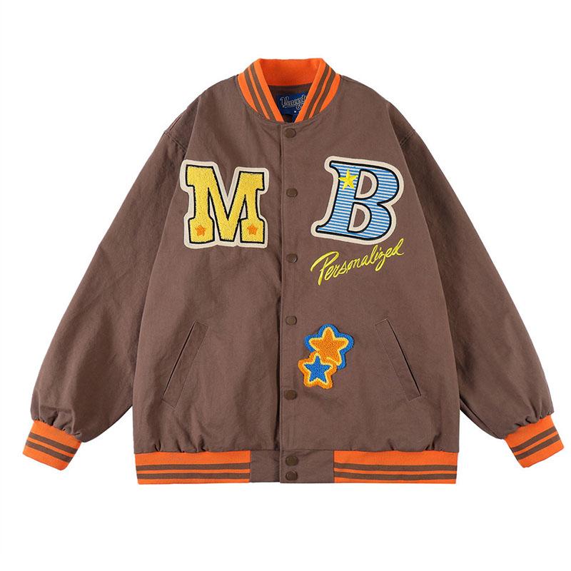 

Men's Jackets Fashion Hip Hop Embroidery Casual Baseball Streetwear Stand Collar Outwear Tops For Male Long Sleeves, Black