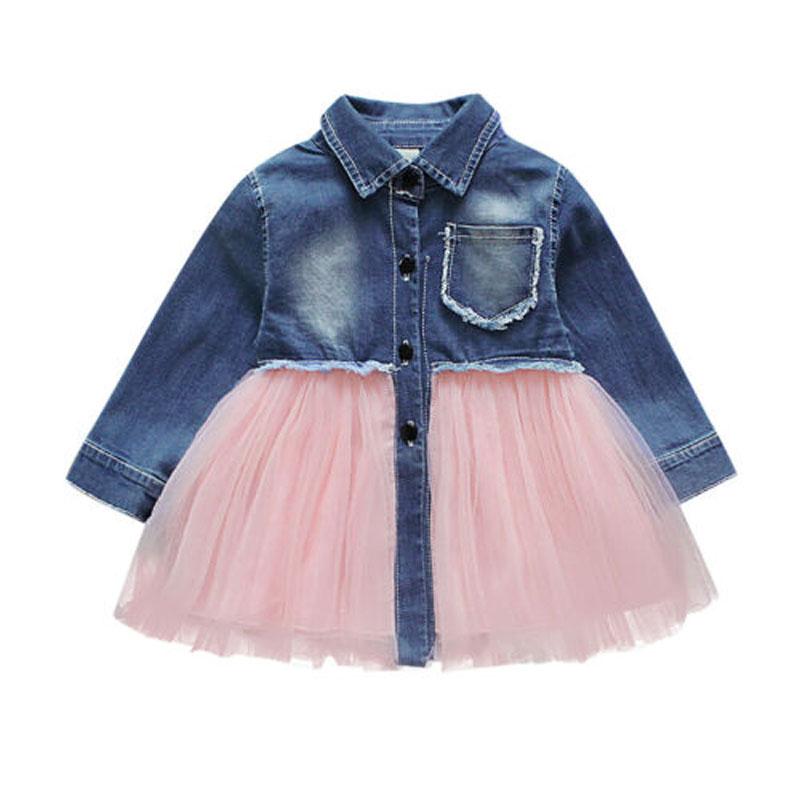 

Girl's Dresses Pudcoco US Stock Princess Wedding Party Prom Birthday Dress Denim Top Patchwork Tutu Lace For Baby Girl 0-4YGirl's, As pic