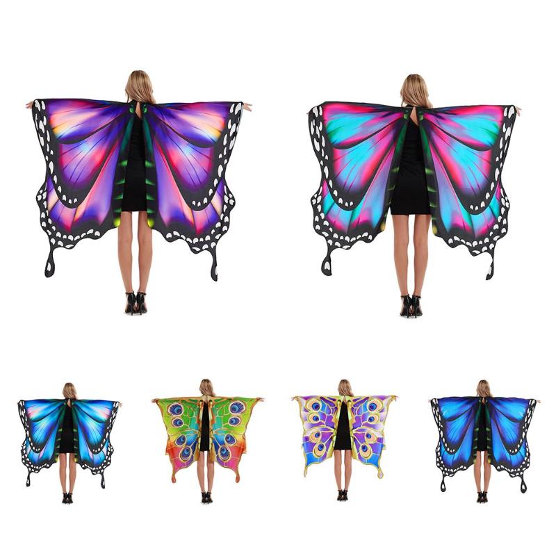 

Scarves Butterfly Wings Shawl Halloween Costume Ladies Cape Scarf Soft Fabric Fairy Costumes Accessory Festival Rave DressScarves