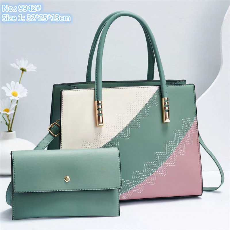 

Wholesale factory ladies leathers shoulder bags sweet little fresh embroidered handbag simple Joker solid color leather tote bag fashion color matching handbags, Black1-9942#