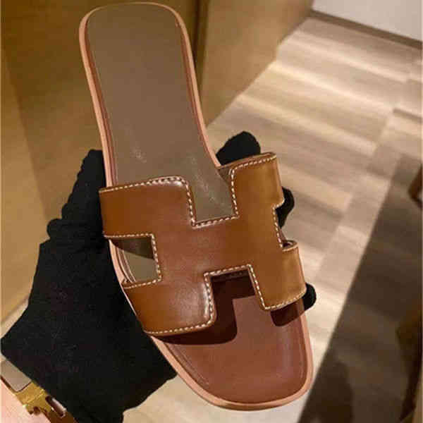 

Orans Original Women h Designer Sandals Herme 2022 Slippers Organ Summer Wear Leater Flat Beac OVJY, Sheepskin black