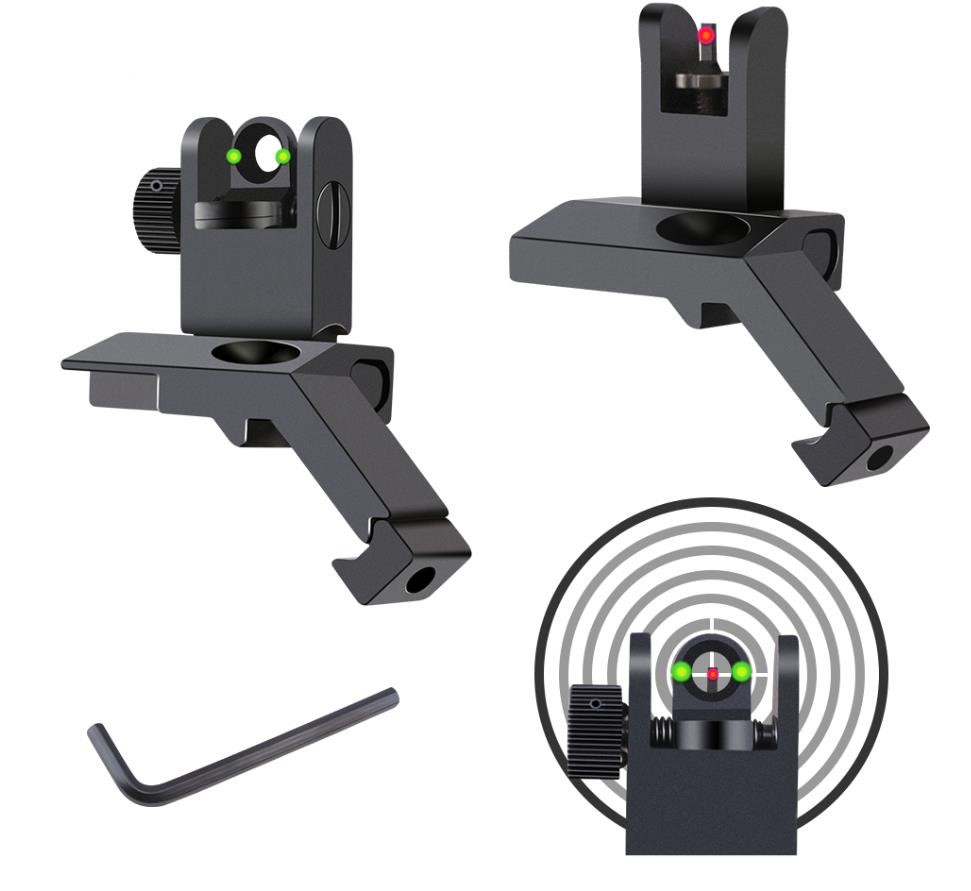 

Magorui 45 Degree Flip-up Fiber Optics Iron Sights Low Profile Front and Rear Sights with Red and Green Dots Fit Picatinny.cx, Bk