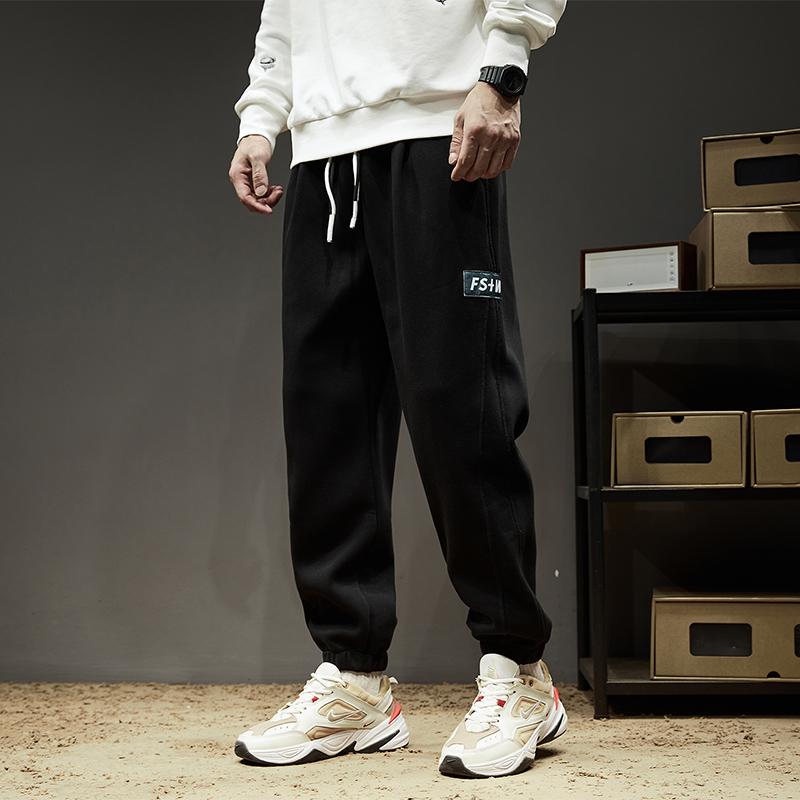 

Men's Pants M-8XL Cotton Oversize Mens Sweatpants Autumn Winter Male Tracksuit Jogging Fleece Trousers Loose Plus Size Clothing Z316, Black