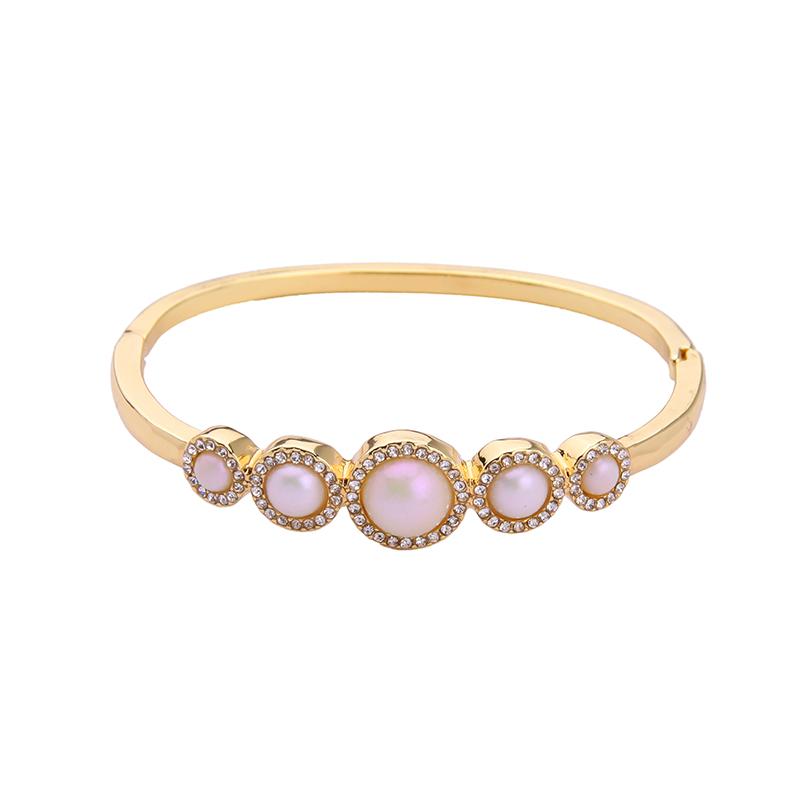 

Bangle Bulk Price Round Pink Acrylic Stone Cuff Stylish Fashion Gold-Color Buckle Opening Bracelet On WinterBangle