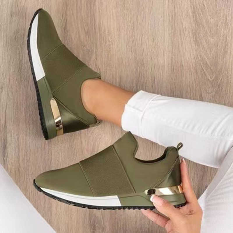 Vulcaniser chaussures baskets femmes chaussures dames sans lacet couleur unie baskets pour femme Sport maille chaussures décontractées pour femme