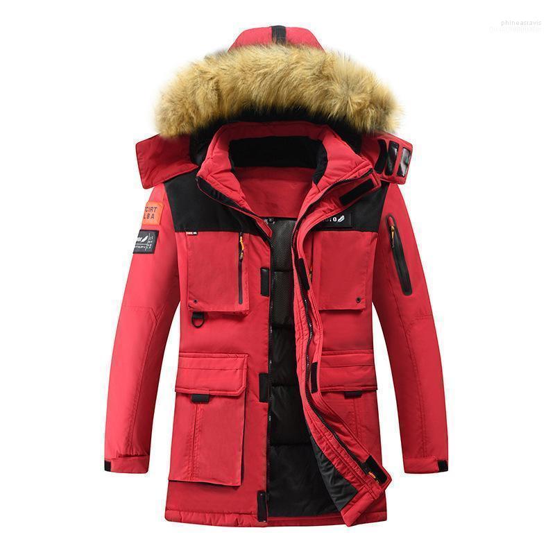 

Winter Jacket 2022 Men Padded Parka Russia Man Coat Artificial Fur Big Pockets Medium-long Thick Parkas Snowjacket1 Phin22, Red