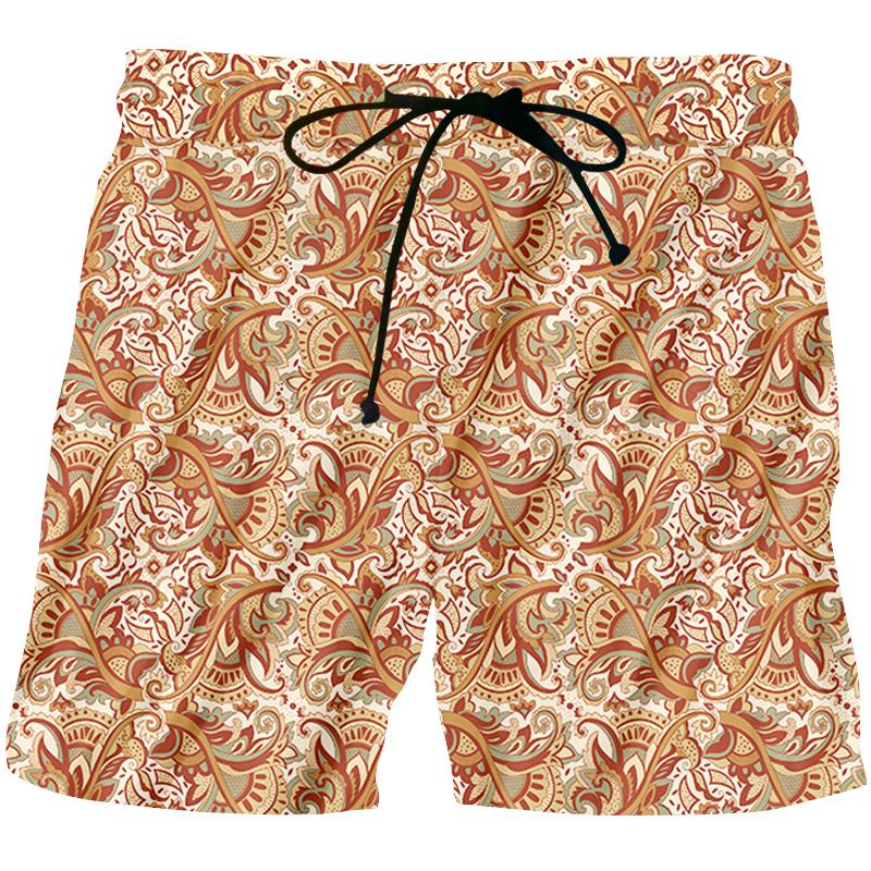 

Men' Shorts Striped 3D Flower Leaf Print Summer Paisley Stitching Trousers Men'/women' Fashion Sports Short Jogger Pants 5XLMen