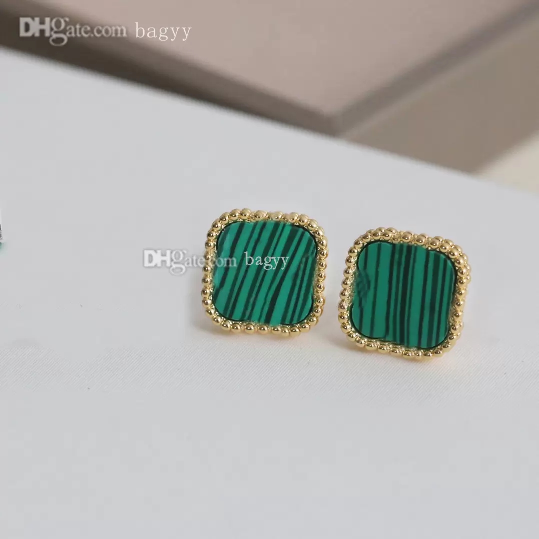 

Four Leaf Clover Luxurys designer earrings stud classic fashion flower Jewelry Gold Silver rose gold Mother of Pearl Green earring for Womens with Box very good nice