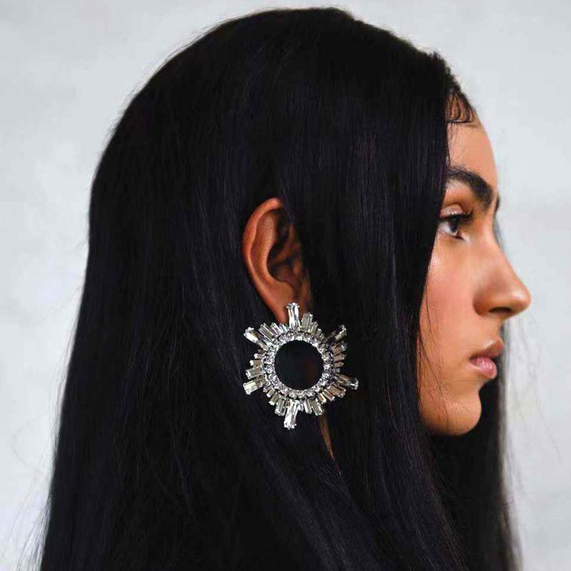 

Dangle & Chandelier Trend Rhinestone Flower Dangling Earrings For Women Dinner Wedding Accessories Fashion Statement Earring Luxury JewelryD