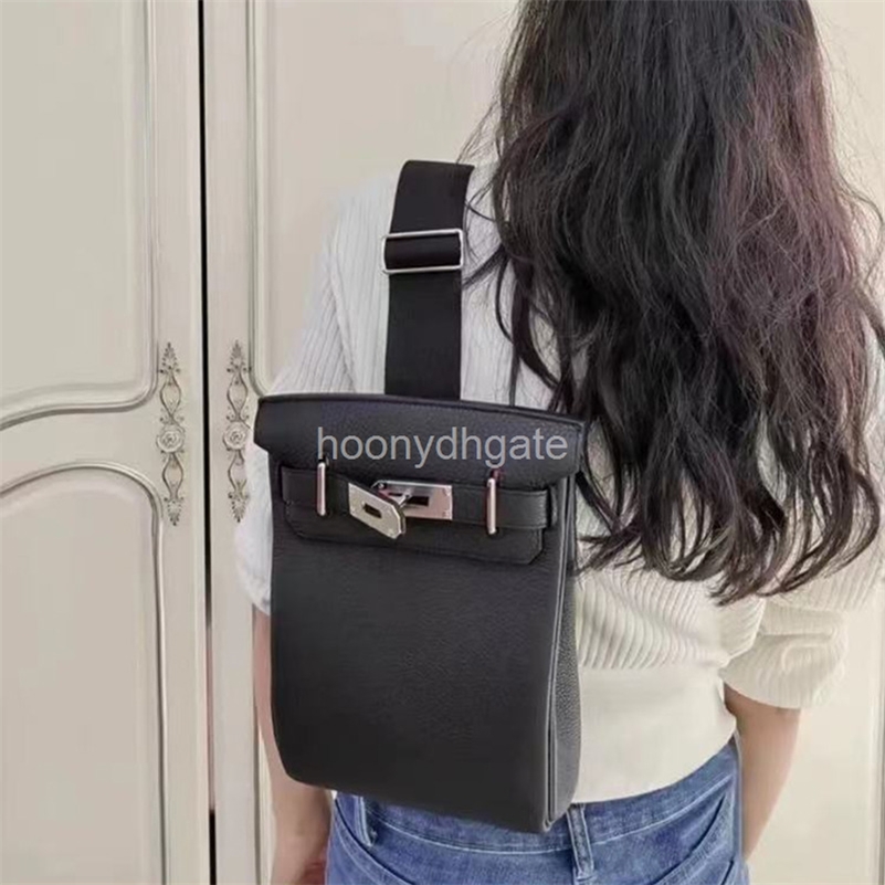 

Designer Handbags Herme Italian h Family Platinum Togo Leather Men's and Women's Universal Chest Bag 2022 Single Shoulder Kely, Black