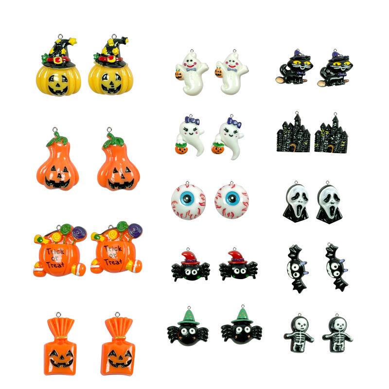 

Charms 10pcs/lot Flat Back Resin Halloween Accessories Arrival DIY Girl Ornaments