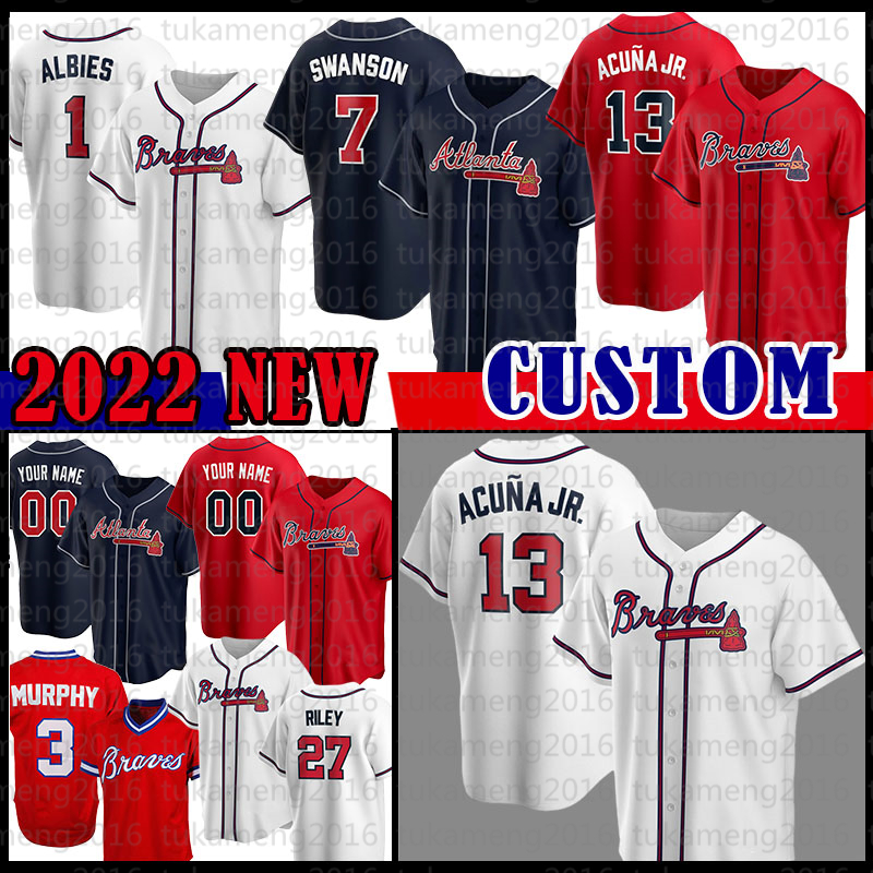 

13 Ronald Acuna Jr. 7 Dansby Swanson Atlanta Baseball Jersey Braves Mens Matt Olson Women Ozzie Albies Youth Austin Riley Travis d'Arnaud Dale Murphy Adam Duvall Fried, Mens(size:m-3xl)yongshi