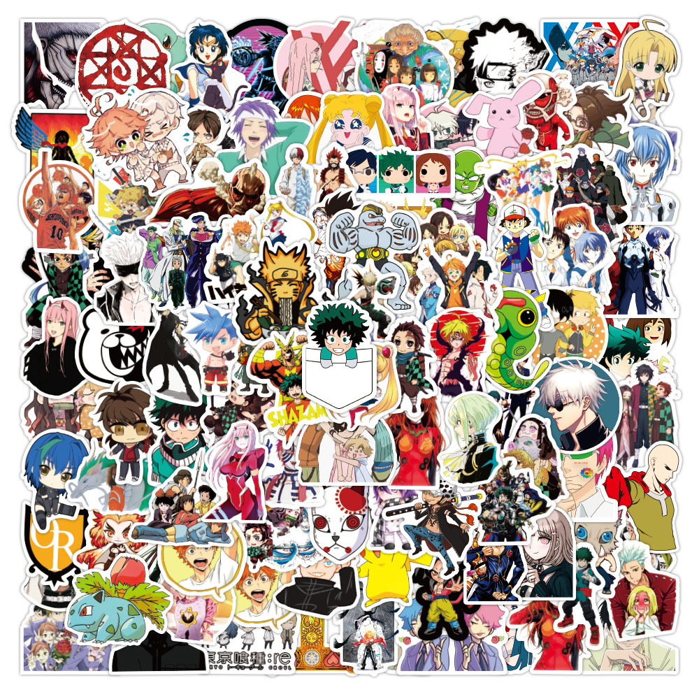 

New Sexy 100PCS/PACK Anime Collection Demon Slayer Attack on Titan Stickers Graffiti Laptop Phone Luggage Scrapbook Sticker Decals Toys, Black