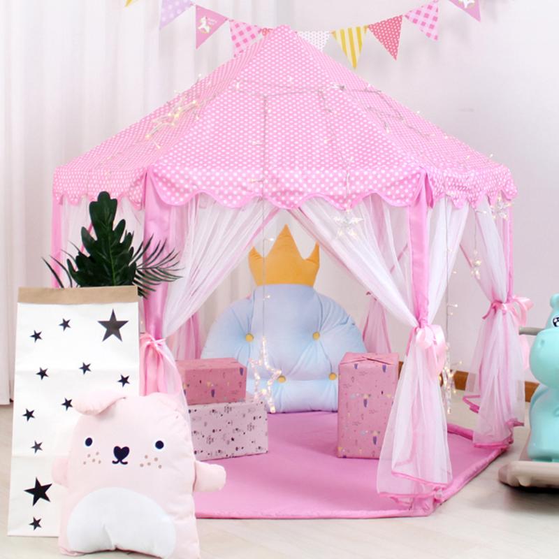 

Tents And Shelters Girl Princess Pink Castle Portable Children Outdoor Garden Folding Play Tent Lodge Kids Ball Pool Indoor Playhouse