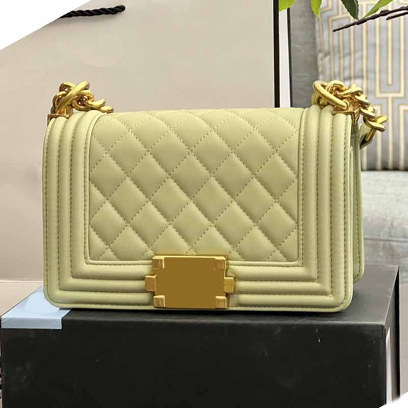 

20CM Flap Mini Designer Bags Ladies Solid Color Genuine Leather Classic Handbags Luxury Gold-Tone Metal Chains Diamond Quilting Crossbody Bags Shoulder Bag Women ZH, Pink