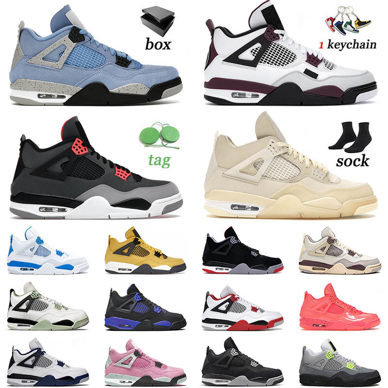 

jorda n 2022 Arrival With Box Retro Basketball Shoes 4 4s IV University Blue Sail Infrared Pure Money White Cement Men Women High Quality Sneakers Trainers, B5 midnight navy 36-47