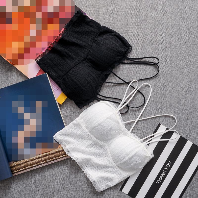 

Bustiers & Corsets Lace Bra Camisole Bandeau Top For Women Girls Sports Daily Short Vest Anti-slip Bottoming BraletteBustiers, Black