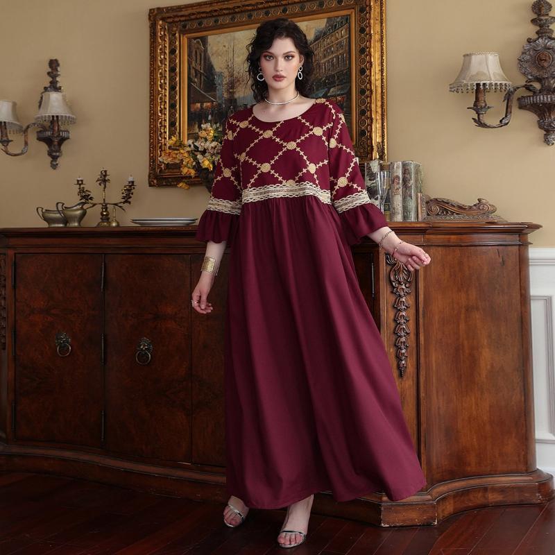 

Women's Plus Size Tracksuits Dresses Large Big Elegant Maxi 2022 Spring Long Oversized Party Evening Muslim Turkey Festival ClothingPlusWome, Red