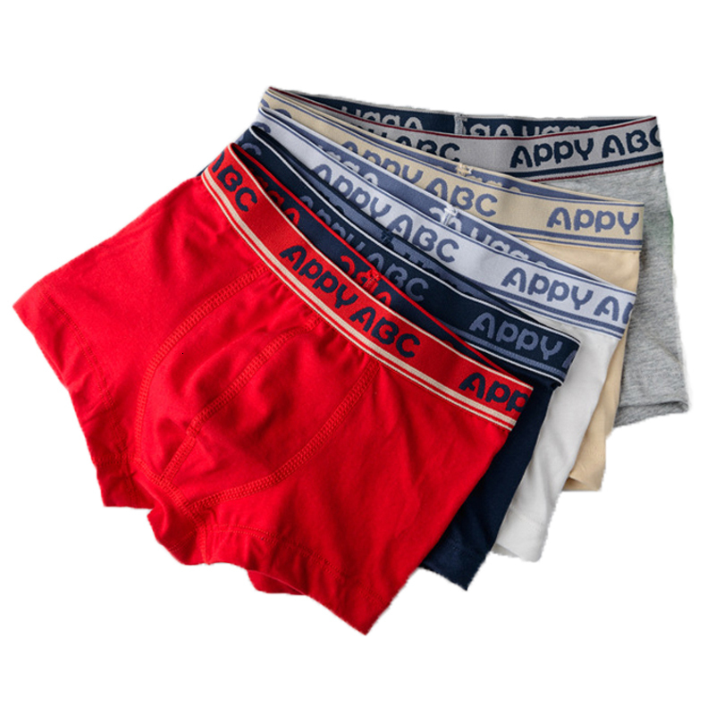 5pcs/lot Solid Color Boy Panties Cotton Children Breathable Underwears Boxer Kids Shorts Pants-image-498718565