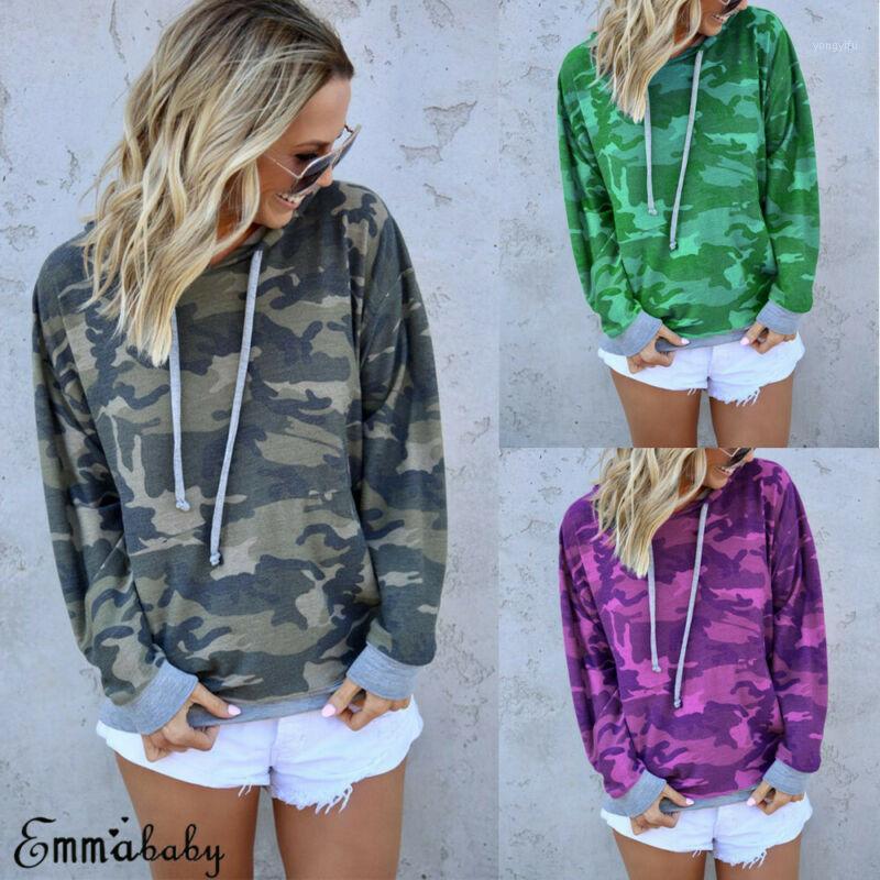 

Est Drop Shoulder Crop Camo Hoodie Pullovers Camouflage Drawstring Woman Long Sleeve Sweatshirt Autumn Hoodies, Green