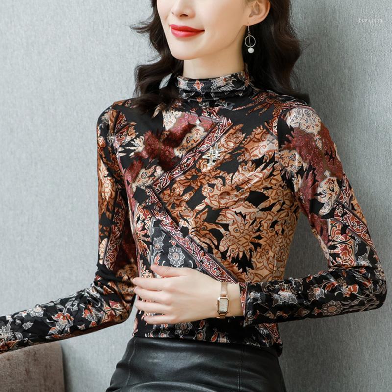 

Plus Size Full Sleeve Blouse Women Print Stand Neck Blusas Womens Tops And Blouses Red Ga Color 1330 Women's & Shirts