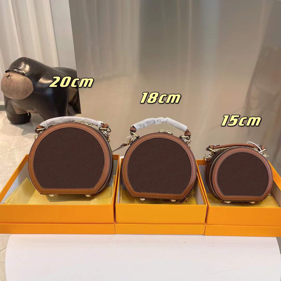 

Luxurys Designers Bags women Shoulder bag handbag Portable round cake wallet large capacity lady Messenger versatile purse Brown Leather 01, Medium size