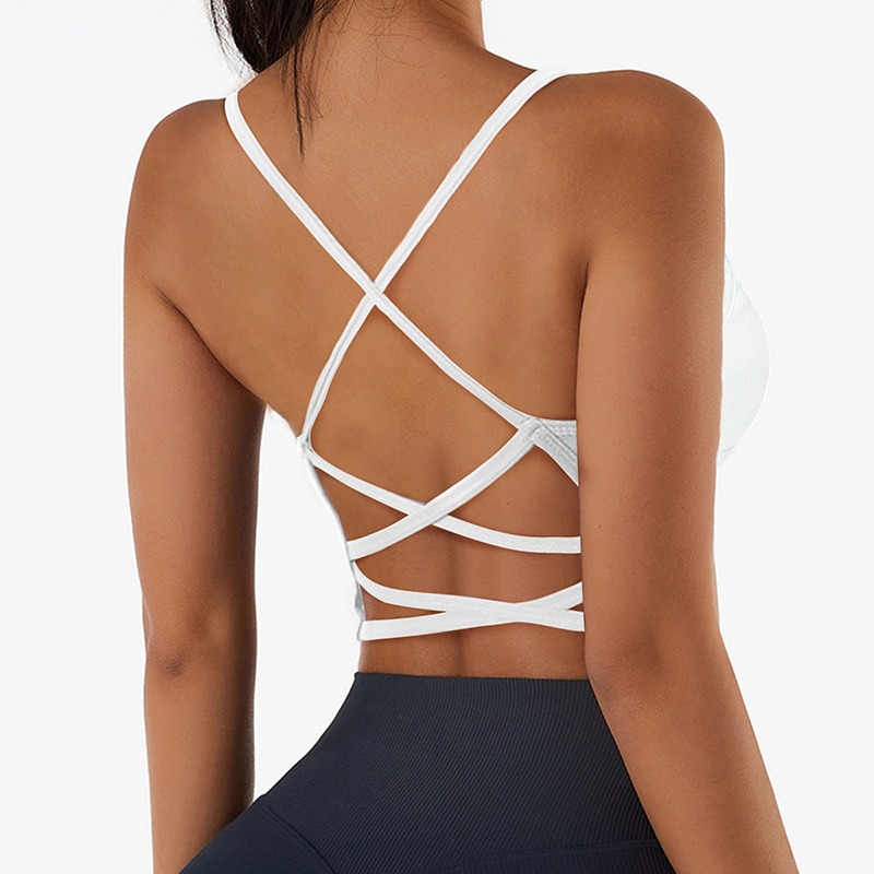 

Women Cross Strap Sports Bra Top Women Push Up Sport Bra Yoga Gym Crop Top Brassiere Fitness Top Sport Bh Breathable Bras, Gray