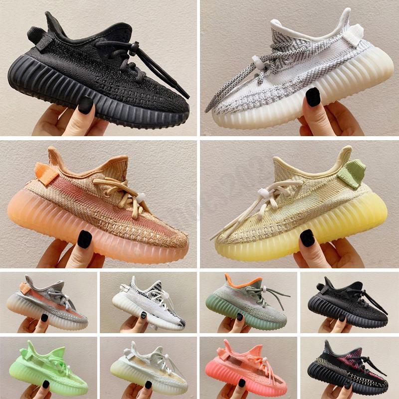 

New Kids Shoes For Boys Girls Sneaker Black Static Reflective Glow Clay Zebra Antlia Boby Running Shoes Siz RSk YEZZIES YEEZIES BOOST 350 V2, Color 1