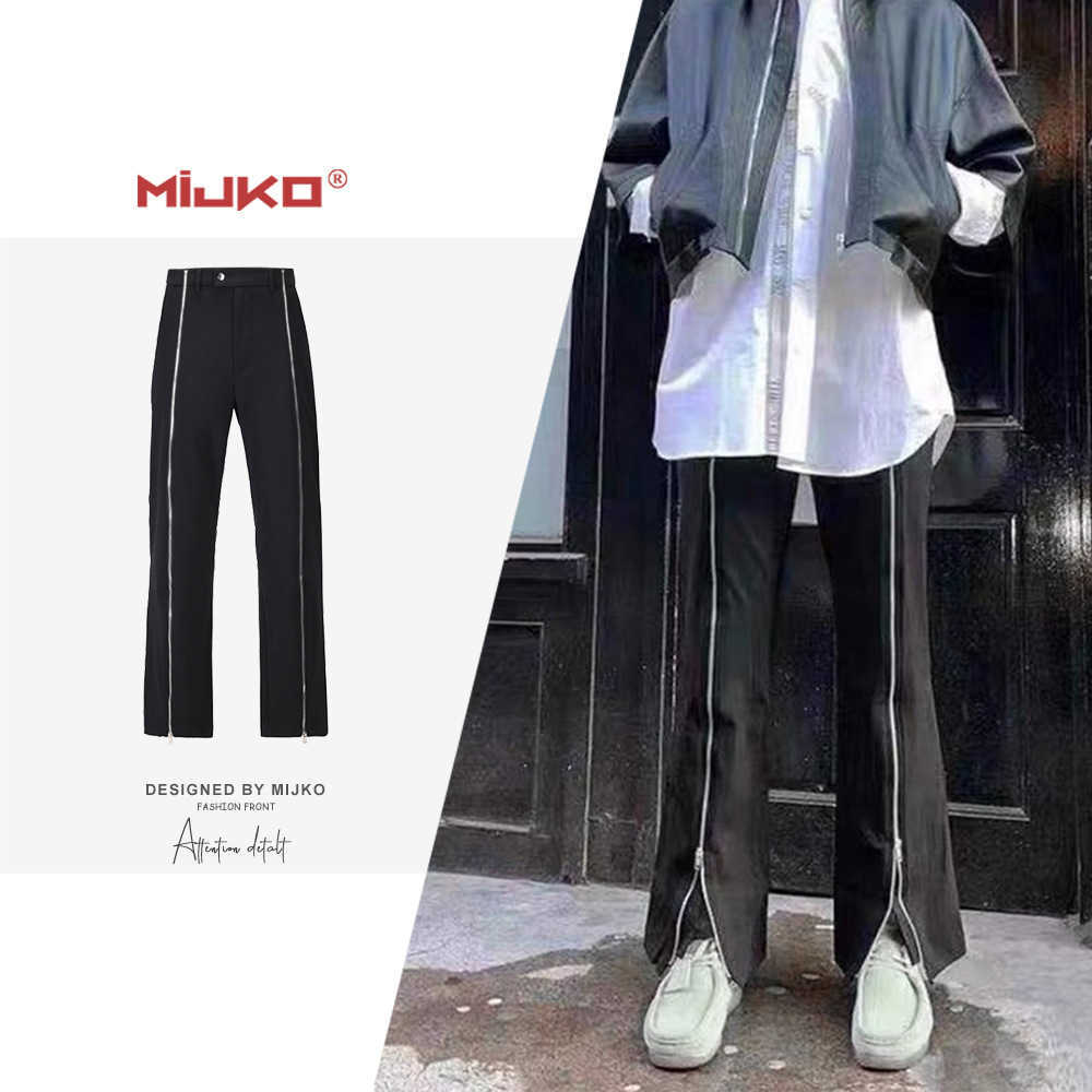Men&#039;s Pants Mijko men&#039;s wear women&#039;s new full zipper trousers men&#039;s and women&#039;s same high street fashion Black Slim Fit-image-759670273